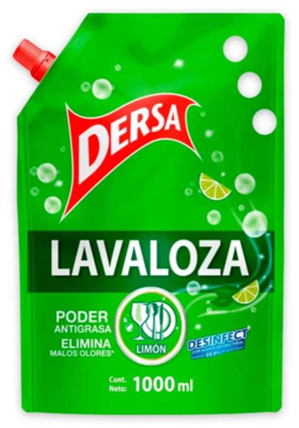LAVAPLATOS DERSA LIQUIDO LIMON DOYPACK 1000 ML x 12