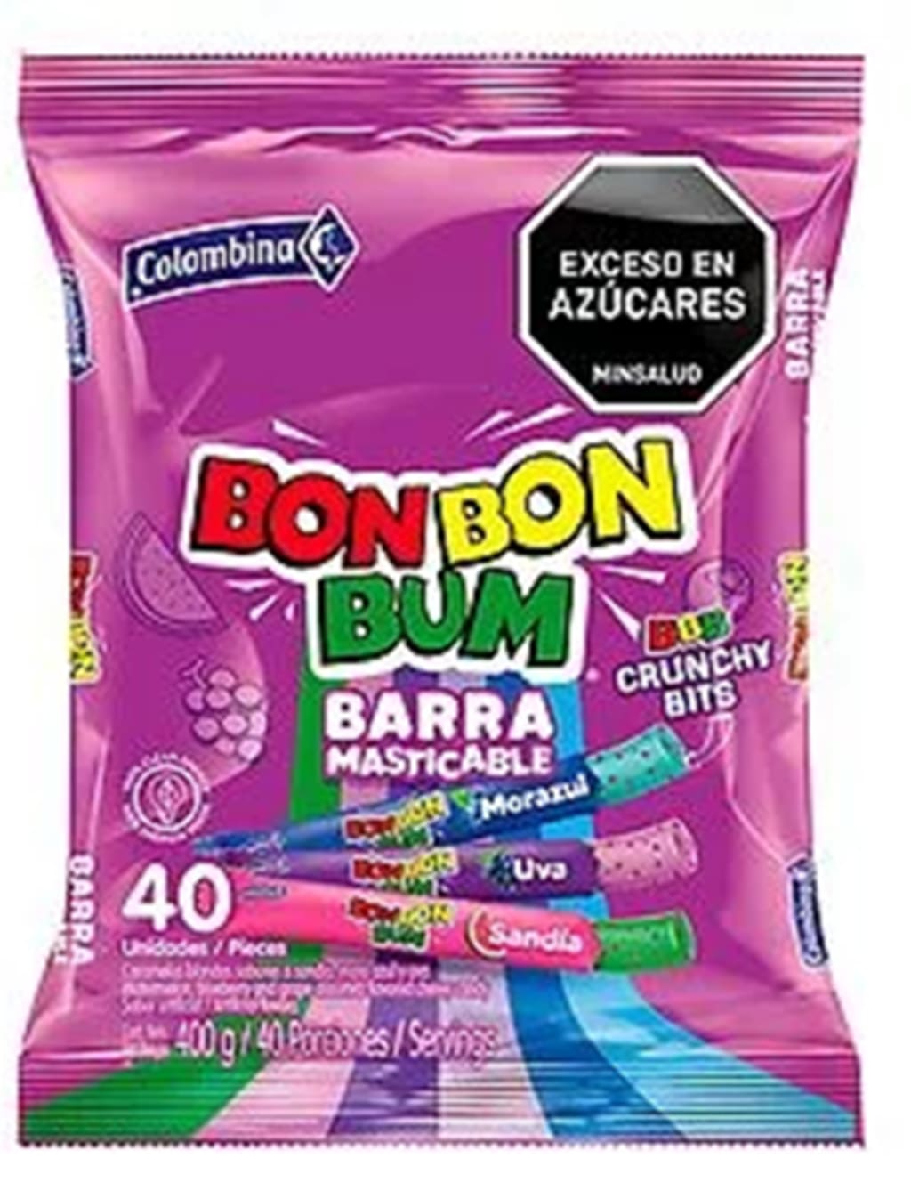 CONFITE BONBONBUM BARRA MASTICABLE CRUNCHY MORADO 40 UNDS