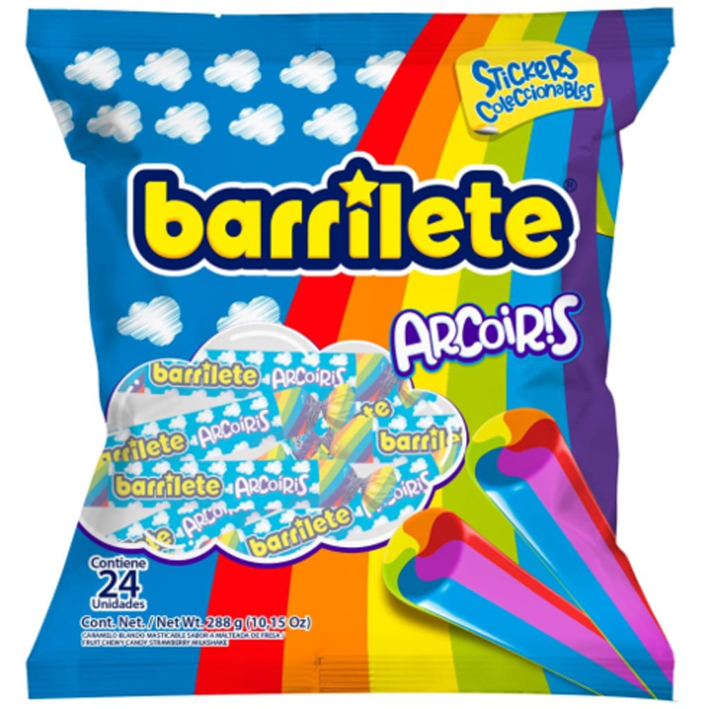 CONFITE BARRILETE CARAMELO ARCOIRIS BARRA 24 UN (288 G) x 16