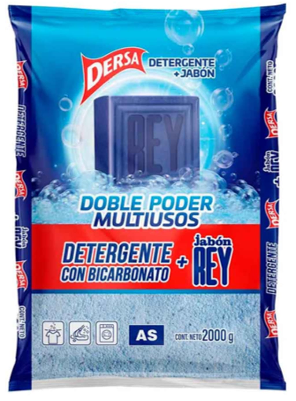 DETERG. DERSA AS BICARBONATO + JABON REY 2000 GRS x 10