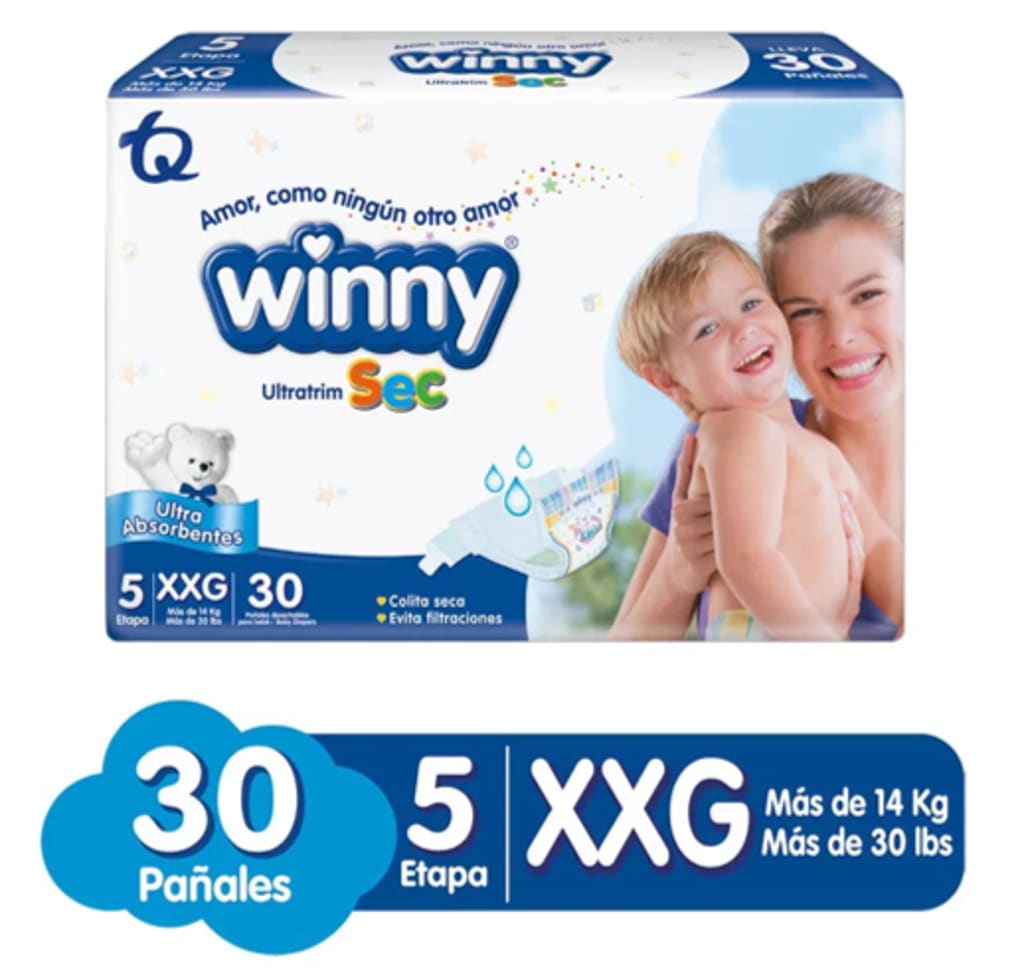 PAÑAL WINNY ULTRATRIM SEC AZUL E5 30 UNDS x 8