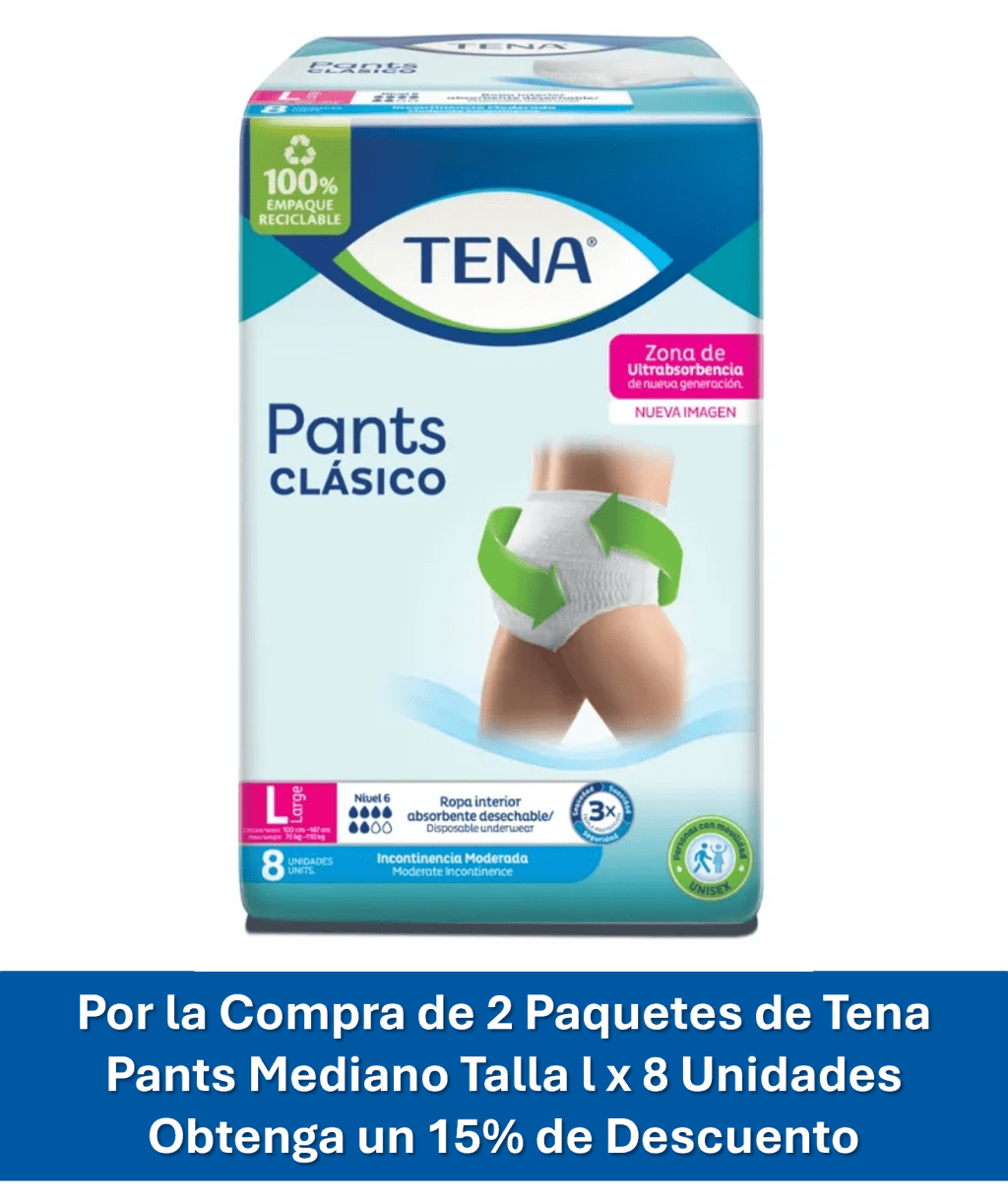 COMBO TENA PANTS GRANDE (L) x 8 (2 PAQUETES 15% DCTO)