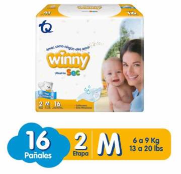 PAÑAL WINNY ULTRATRIM SEC AMARILLO E2 16 UNDS x 12