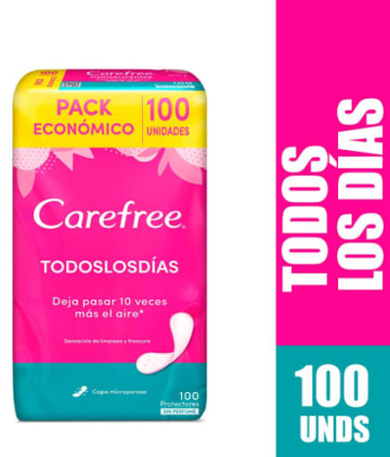 PROTECTOR CAREFREE TODOS LOS DIAS SIN PERFUME 100 UNDS x 20