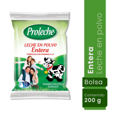 LECHE EN POLVO PROLECHE ENTERA BOLSA 200 GRS x 60