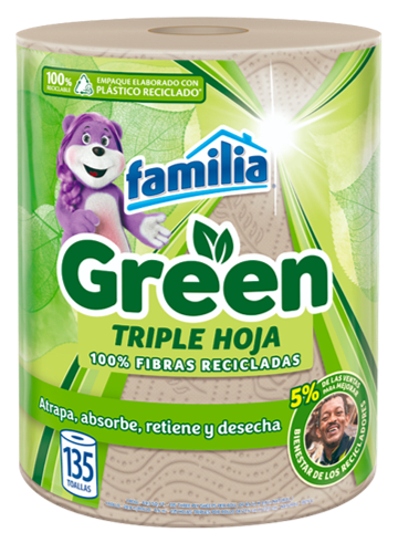 TOALLA FAMILIA COCINA GREEN TRIPLE HOJA 135 HOJAS