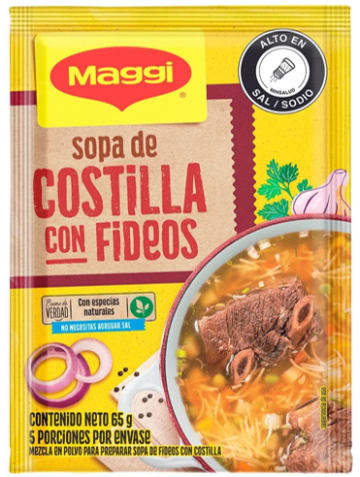 SOPA MAGGI CASERA COSTILLA CON FIDEOS SOBRE