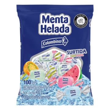CONFITE MENTA HELADA COLOMBINA SURTIDA FRUTAL 100 UNDS