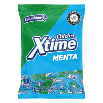 CHICLE XTIME MENTA BOLSA 100 UNDS