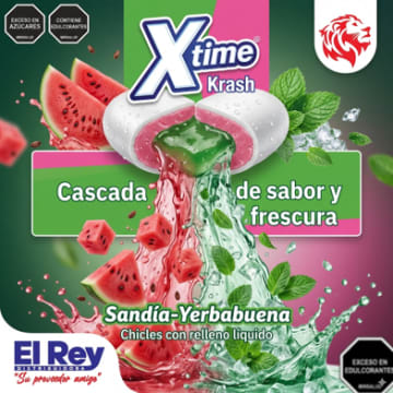 CHICLE XTIME RELLENO SANDIA YERBABUENA DISPLAY 100 UNDS x 24