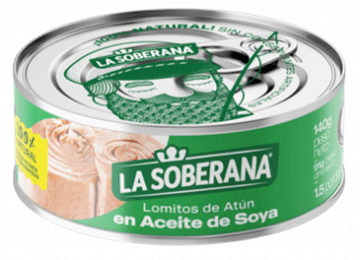 ATUN SOBERANA LOMITOS ACEITE DE SOYA 140 GRS