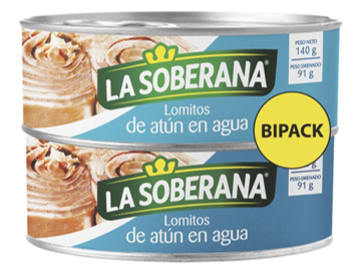ATUN SOBERANA LOMITOS AGUA ETQ AZUL 140 GRS x 2 $ESPECIAL