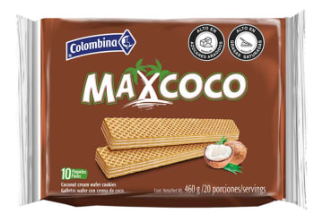 GALLETA MAX COCO WAFFER COLOMBINA 10 UND x 12