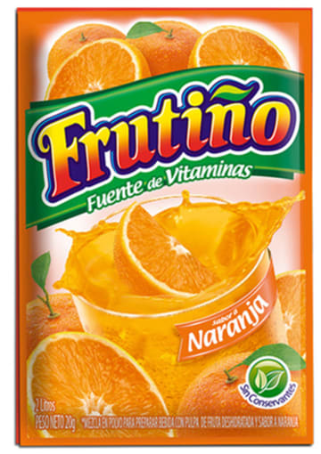 REFRESCO FRUTIÑO 2 LITROS NARANJA 20 SOBRES x 24 DISPLAY
