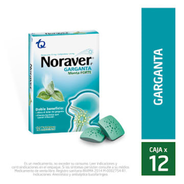 NORAVER GARGANTA PASTILLAS MENTA x 12 TABS