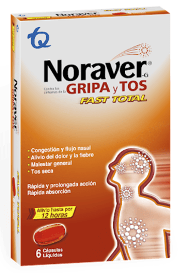 NORAVER GRIPA FAST TOTAL GRIPA TOS x 6 CAPSULAS