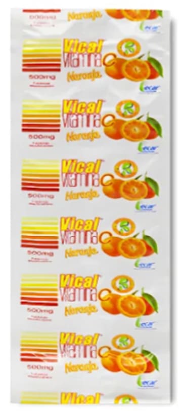 VITAMINA C VICAL ECAR NARANJA x 12 TABLETAS (TIRILLA)