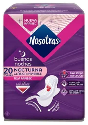TOALLA NOSOTRAS BUENAS NOCHES INVISIBLE RAPISEC 20 UND x 10