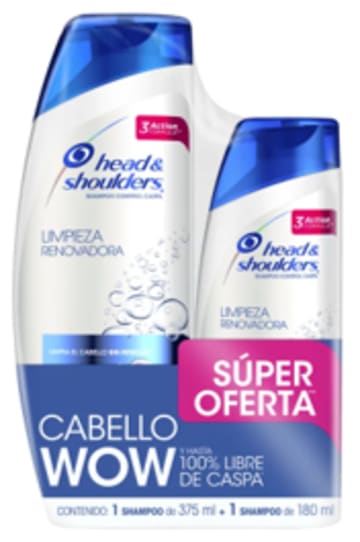 CHAMPU H&S LIMPIEZA RENOVADORA 375 ML + 180 ML