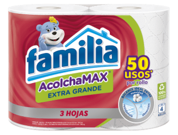 PAPEL FAMILIA ACOLCHAMAX EXTRAGRANDE x 4 ROLLOS x 8