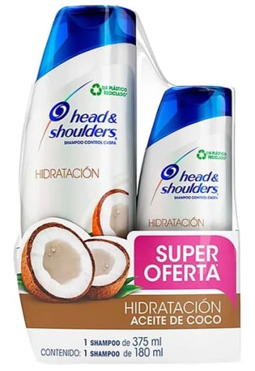 CHAMPU H&S HIDRATACION ACEITE DE COCO 375 ML + 180 ML