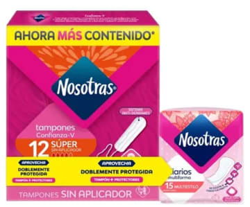 TAMPONES NOSOTRAS DIGITAL SUPER 12 + PROTECTOR 15 x 12
