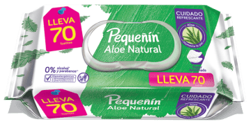 TOALLITAS PEQUEÑIN ALOE NATURAL 70 UNDS