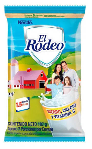 LECHE EL RODEO AZC BOLSA 187 GRS x 60