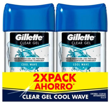 DESODORANTE GILLETE GEL ACTIVE PROTECT COOL WAVE 82 GRS x 2$