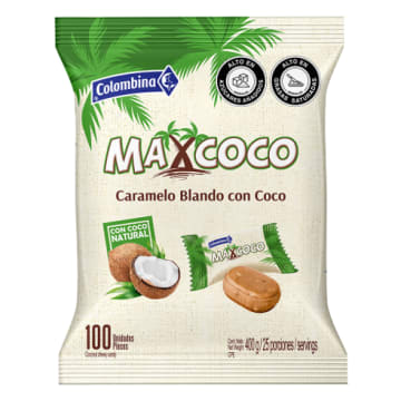 CONFITE MAX COCO CARAMELO BLANDO 100 UNDS