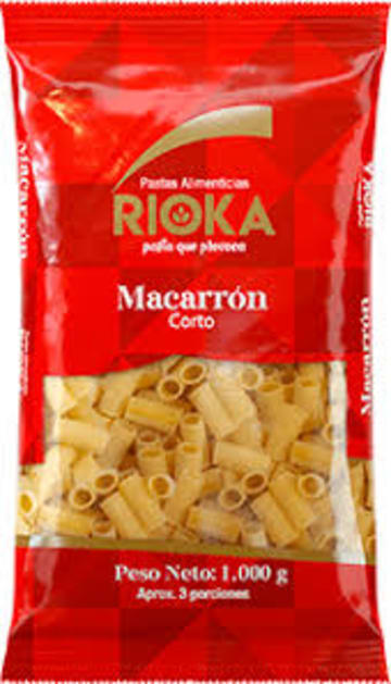 PASTA RIOKA MACARRON CORTO 1000 GRS