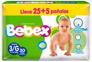 PAÑAL BEBEX MAXIGEL E3 30 UNDS (SINEMP)