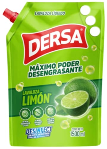 LAVAPLATOS DERSA LIQUIDO LIMON DOYPACK 1500 ML x 6