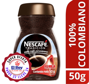 CAFE NESCAFE FRASCO 50 GRS PAGUE 22 LLEVE 24 (BANDEJA)