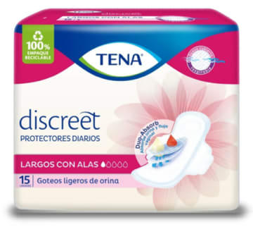 TENA MUJER PROTECTOR DISCREET LARGOS ALAS 15 UNDS