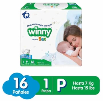 PAÑAL WINNY ULTRATRIM SEC VERDE E1 16 UNDS x 12