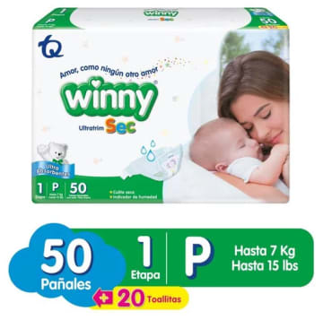 PAÑAL WINNY ULTRATRIM SEC VERDE E1 50 UNDS