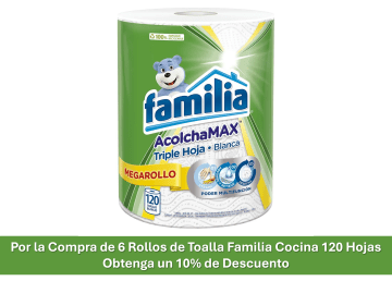 COMBO 6 TOALLA FAMILIA COCINA ACOLCHAMAX 120 HOJAS (10% DC)