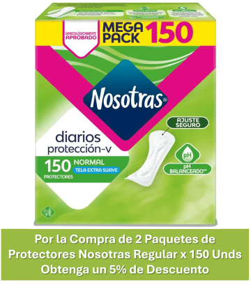 COMBO NOSOTRAS 2 PROTECTOR REGULAR 150 UNDS (5% DCTO)