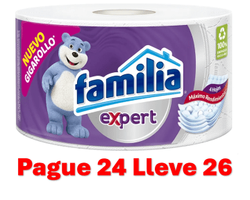 PAPEL FAMILIA EXPERT 4 HOJAS 32 MTS x 1 (PAGUE 24 LLEVE 26)