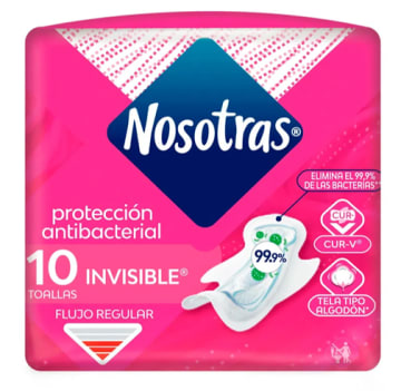 TOALLA NOSOTRAS INVISIBLE ANTIBACTERIAL 10 UNDS x 18