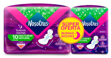 TOALLA NOSOTRAS BUENAS NOCHES NATURAL 10 UNDS + 4 BNN x 18