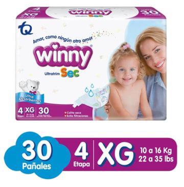 PAÑAL WINNY ULTRATRIM SEC MORADO E4 30 UNDS x 8