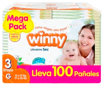 PAÑAL WINNY ULTRATRIM SEC ROJO E3 100 UNDS x 2