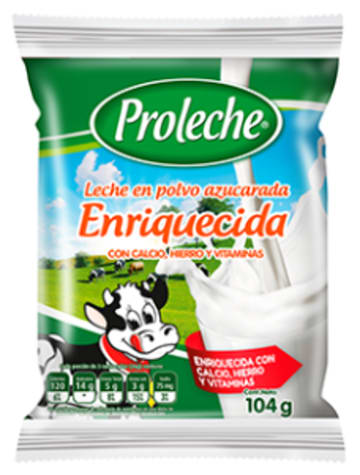 LECHE EN POLVO PROLECHE ENRIQUECIDA AZC BOLSA 104 GRS x 60