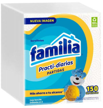 SERVILLETA FAMILIA PRACTIDIARIA 1A1 BLANCA 150 UNDS x 32