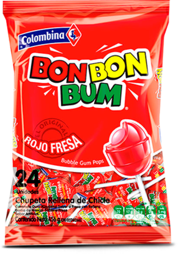 CHUPETA BONBONBUM COLOMBINA FRESA CLASICA 24 UNDS x 15