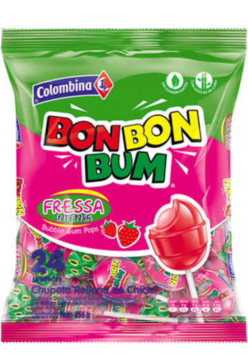 CHUPETA BONBONBUM COLOMBINA FRESA INTENSA 24 UNDS x 15