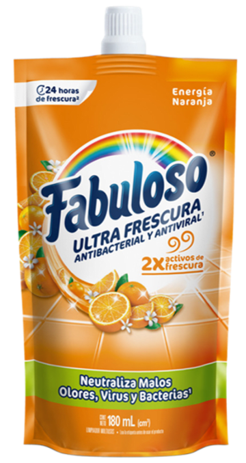LIMPIADOR FABULOSO ANTIBACTERIAL NARANJA 180 ML x 72