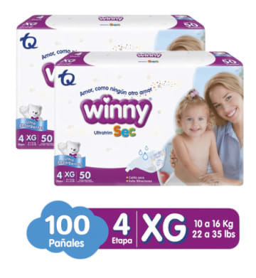 PAÑAL WINNY ULTRATRIM SEC MORADO E4 100 UNDS x 2